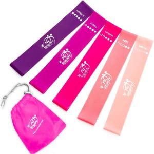image:imageFit Simplify Resistance Loop Exercise Bands with Instruction Guide and Carry Bag Set of 5Berry