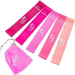 image:imageFit Simplify Resistance Loop Exercise Bands with Instruction Guide and Carry Bag Set of 5Pink
