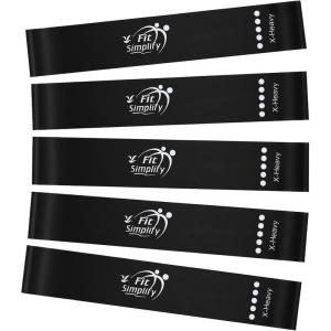 image:imageFit Simplify Resistance Loop Exercise Fitness Bands with Instruction Guide and Carry Bag Set of 5Black