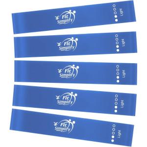 image:imageFit Simplify Resistance Loop Exercise Fitness Bands with Instruction Guide and Carry Bag Set of 5Blue