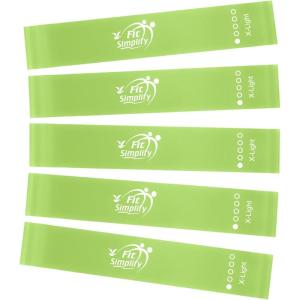 image:imageFit Simplify Resistance Loop Exercise Fitness Bands with Instruction Guide and Carry Bag Set of 5Green