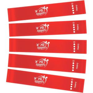 image:imageFit Simplify Resistance Loop Exercise Fitness Bands with Instruction Guide and Carry Bag Set of 5Red