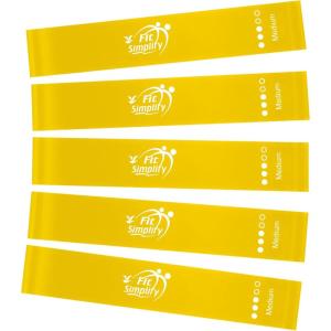 image:imageFit Simplify Resistance Loop Exercise Fitness Bands with Instruction Guide and Carry Bag Set of 5Yellow