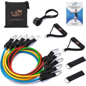 image:imageFit Simplify Resistance Tube Bands 12 Piece Set with Instruction Booklet